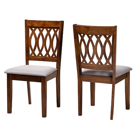 Baxton Studio Florencia Modern Grey Fabric and Walnut Brown Finished Wood 2-Piece Dining Chair Set 231-2PC-13208-ZORO